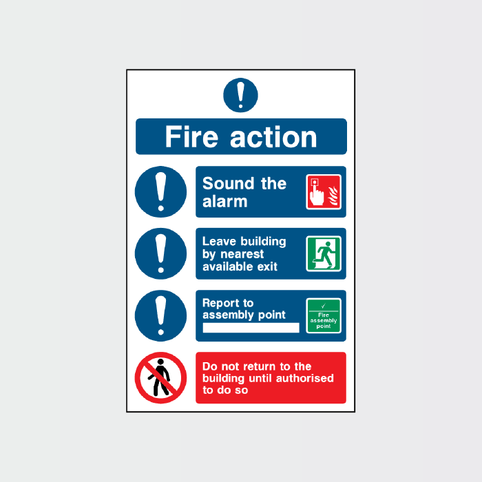 Action List Sign Fire Action 4 point action list sign