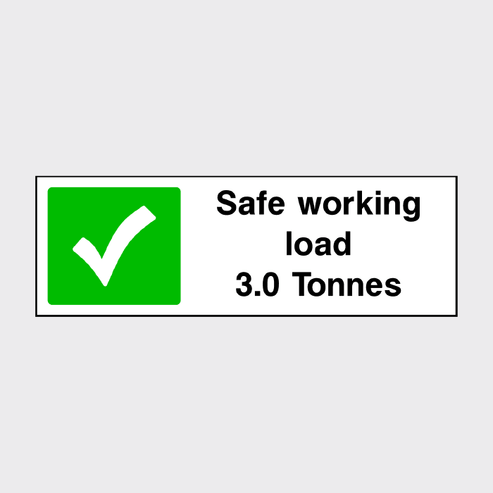 Safe Working Load 3.0 Tonnes Sign | Capacity Warning Notice