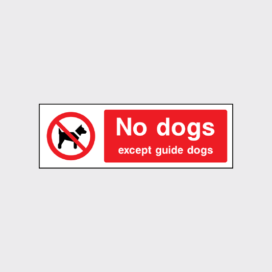 No dogs except guide dogs Sign