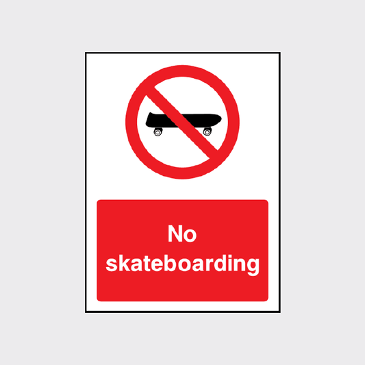 No skateboarding sign in portrait
