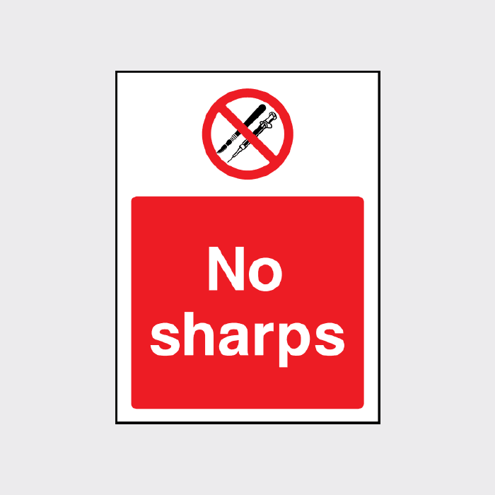 No Sharp Objects Sticker No Sharps Sign | Prevent Injury & Maintain Hygiene