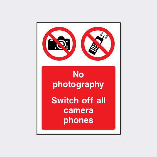 No photography - Switch off all camera phones sign 