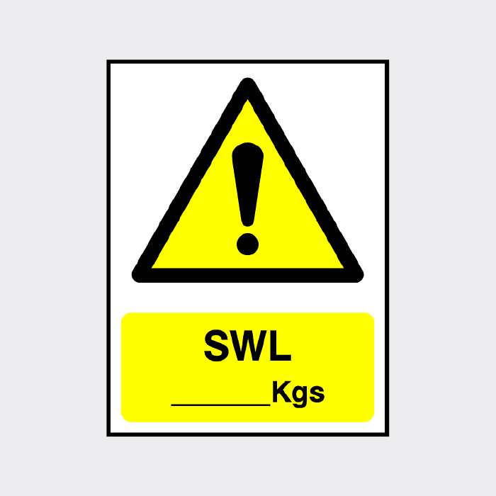 SWL KGS Sign | Safe Working Load Limit