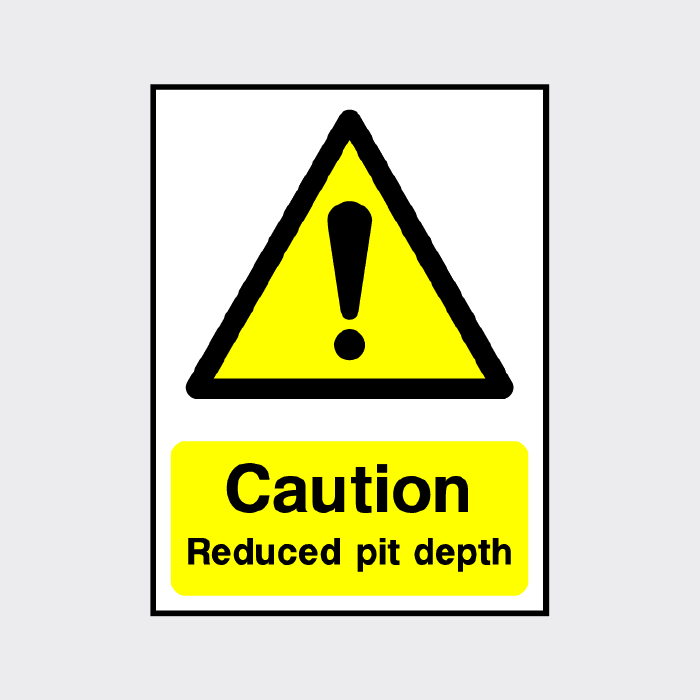 Caution Reduced Pit Depth Sign | Workplace Safety Notice