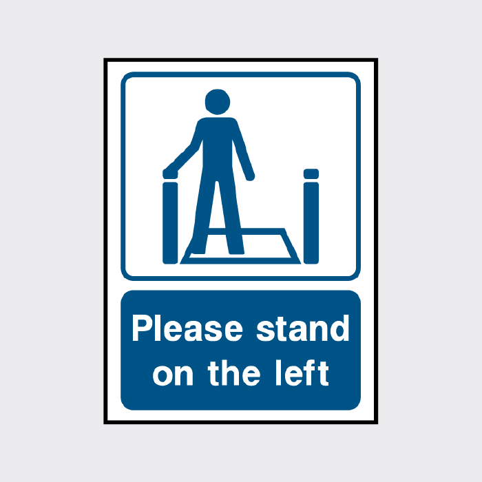 Please Set Over Sign Please Stand on the Left Sign | Escalator Safety Notice