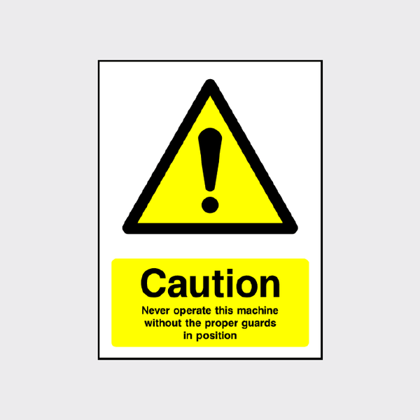 Caution Never operate this machine without the proper guards in positi
