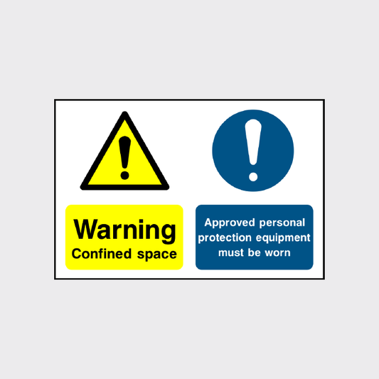 Warning Confined Space - Approved PPE must be worn sign 