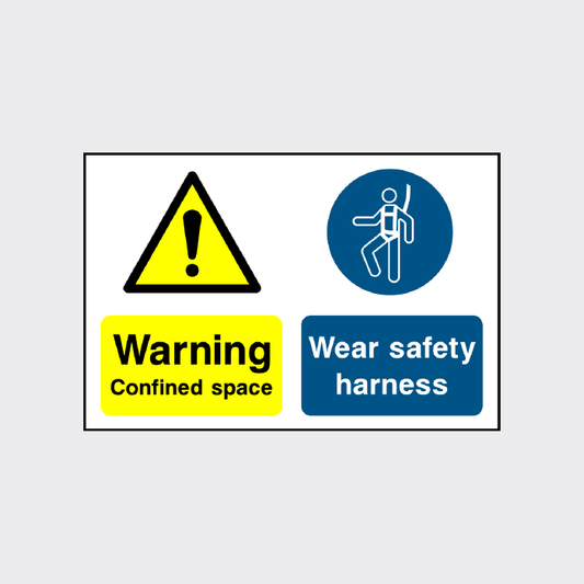 Warning - Confined space - Wear safety harness sign