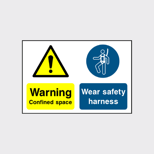 Warning Confined space Wear safety harness sign
