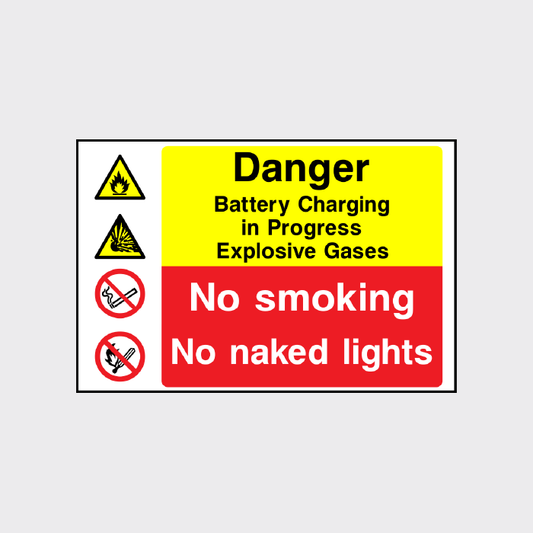 Danger - Battery charging in progress - Explosive Gases sign