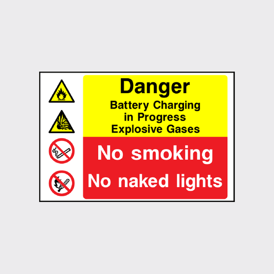 Danger Battery charging in progress Explosive Gases Sign