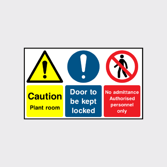 Caution - Plant room - Multi message safety sign