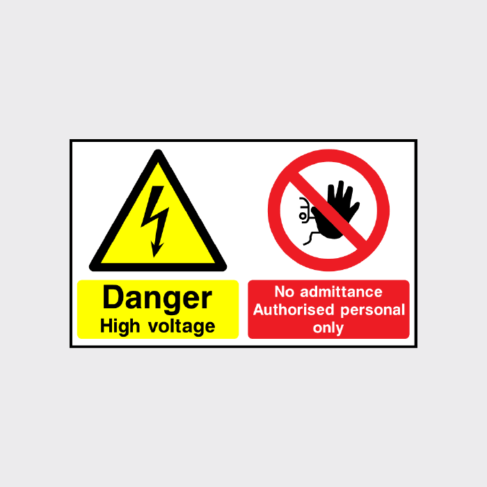 Danger High Voltage Multi message safety sign