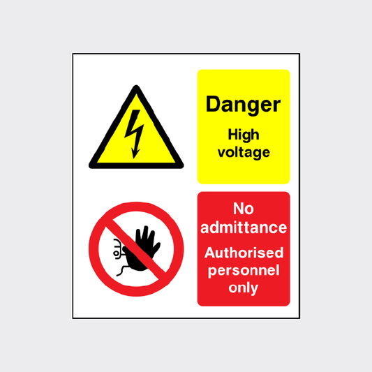 Danger - High Voltage - Multi message safety sign