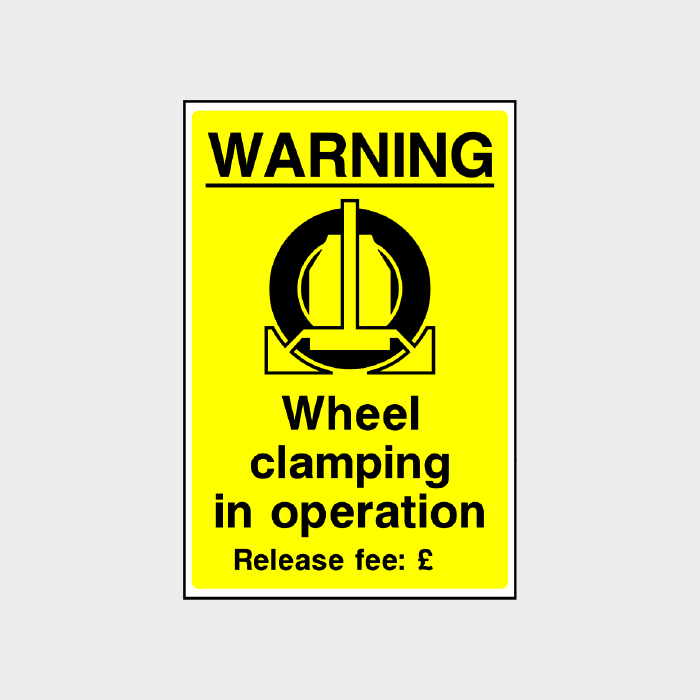 Warning - Wheel clamping in operation sign