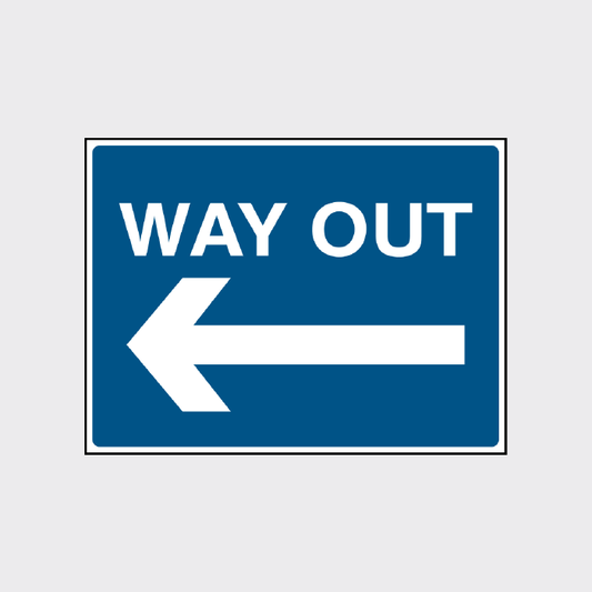 Way out left arrow sign