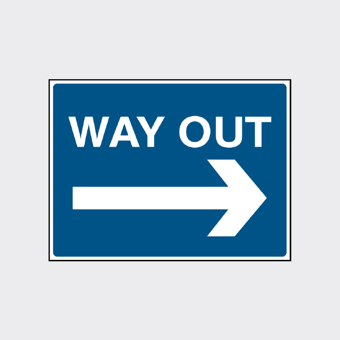 Way out right arrow sign