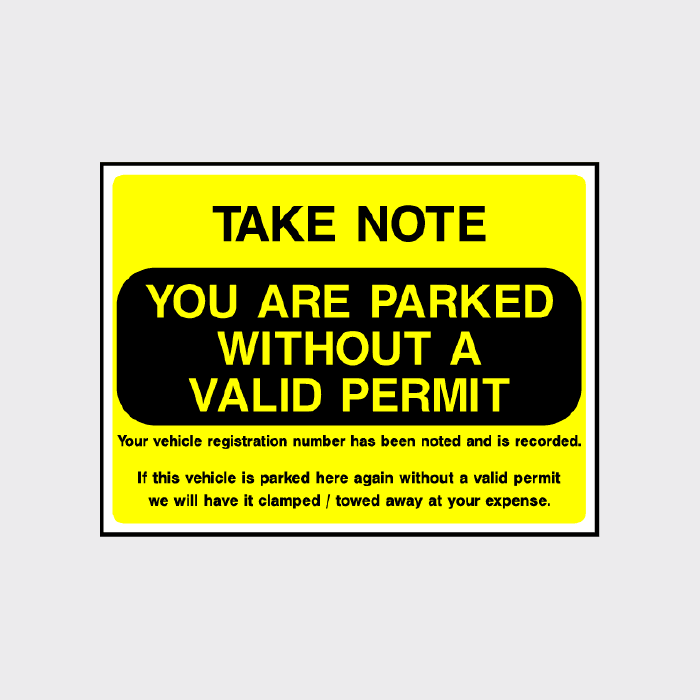 You are parked without a valid permit sign