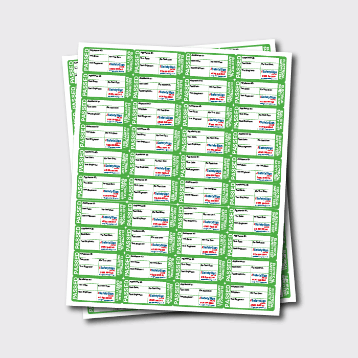 Branded Passed Pat Testing stickers