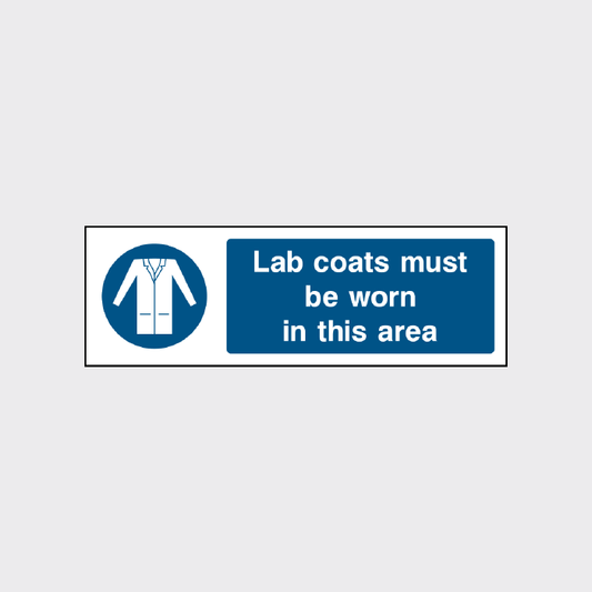 Lab coats must be worn in this area sign
