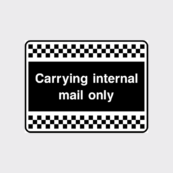 Postage Available. Sign Carrying internal mail only sign