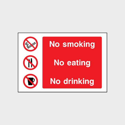 No smoking - No eating - No drinking sign