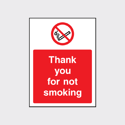 Thank you for not Smoking Sign