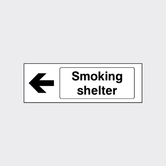 Smoking shelter left arrow sign
