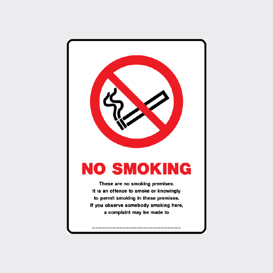 No Smoking - If you observe somebody smoking here, a complaint may be made to