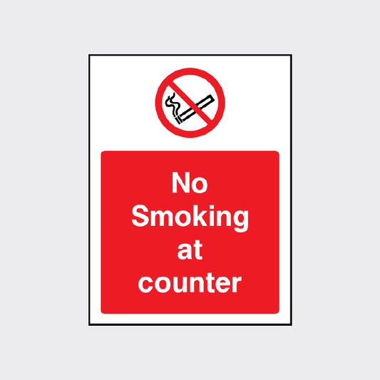 No Smoking at the Counter Sign