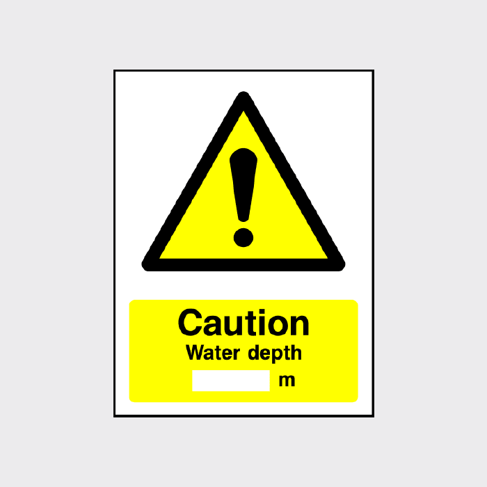 Caution Water depth in metres Sign