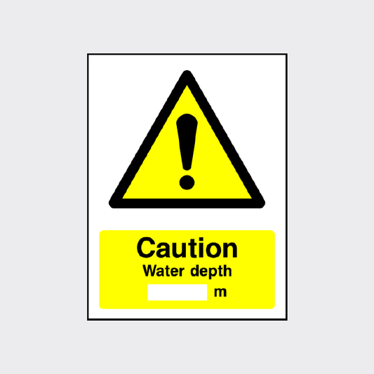 Caution Water depth in metres Sign